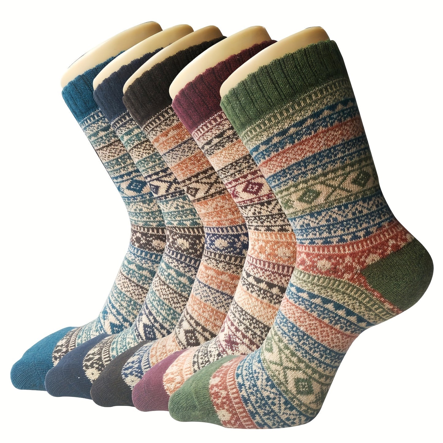 Soft Striped Winter Pattern Socks for Women - 5pk