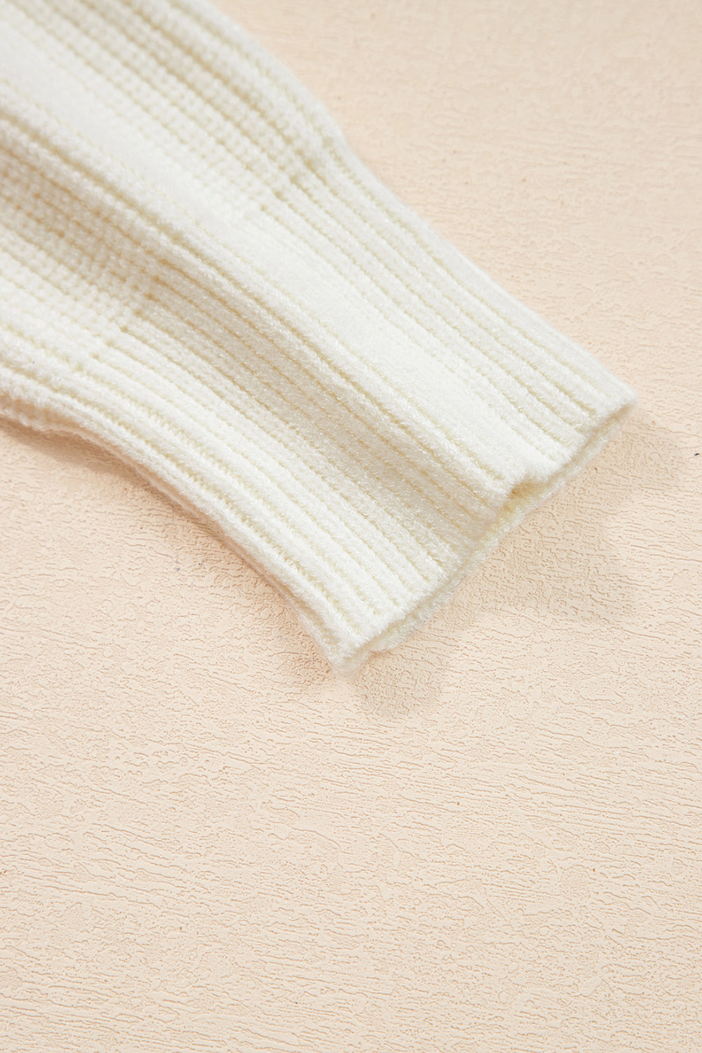 Beige Pumpkin Embroidered Ribbed Sweater