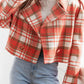 Lapel Collar Plaid Cropped Jacket Bazaare Mart Lapel Collar Plaid Cropped Jacket