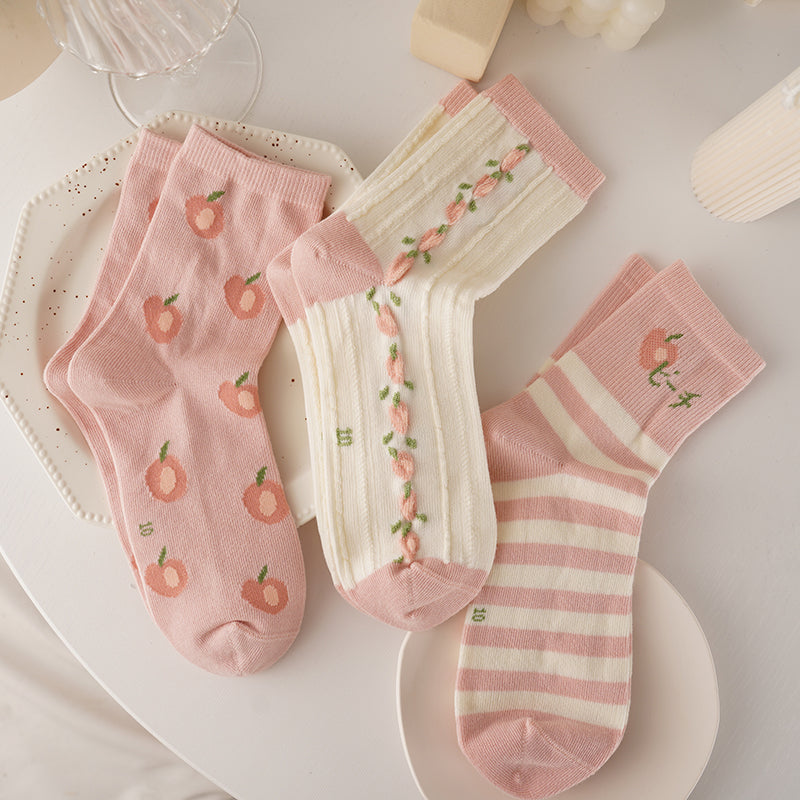 3 Pairs Of Pink Spring Socks