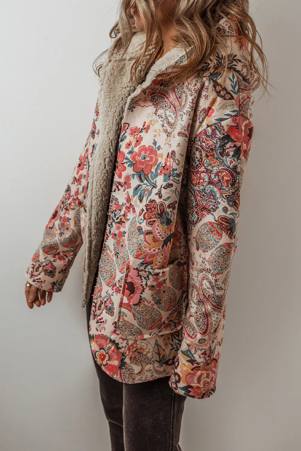 Printed Long Sleeve Hooded Jacket Trendsi Hooded Jacket