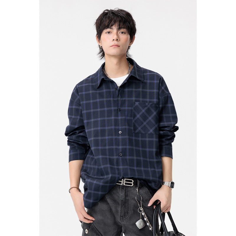 Heavy Long Sleeve Plaid Button Up Shirt