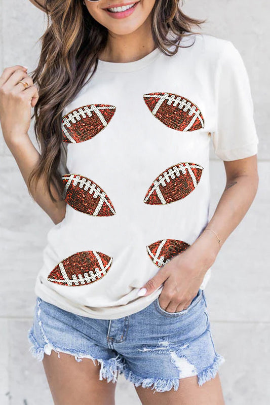 White Graphic Football Tee