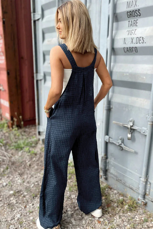 Blue Plaid Overalls Bazaare Mart Bottoms/Jumpsuits & Rompers