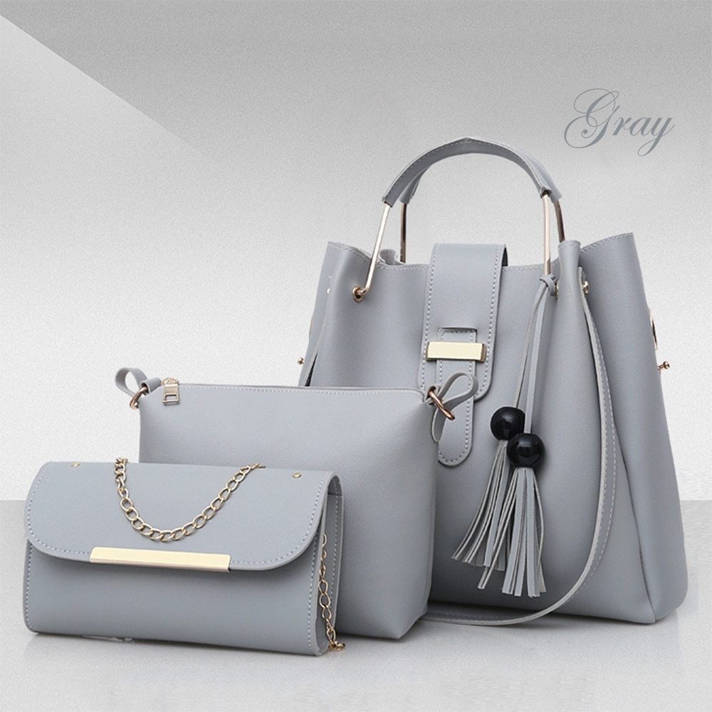 3pc. PU Leather Handbag Set - Bazaare Mart