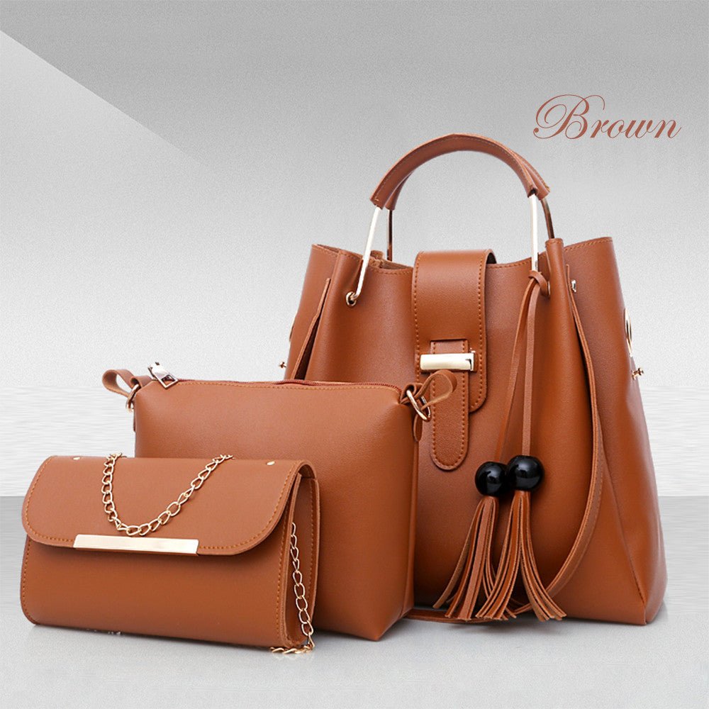3pc. PU Leather Handbag Set - Bazaare Mart