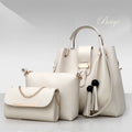 3pc. PU Leather Handbag Set Beige Bazaare Mart 3pc. Purse Set