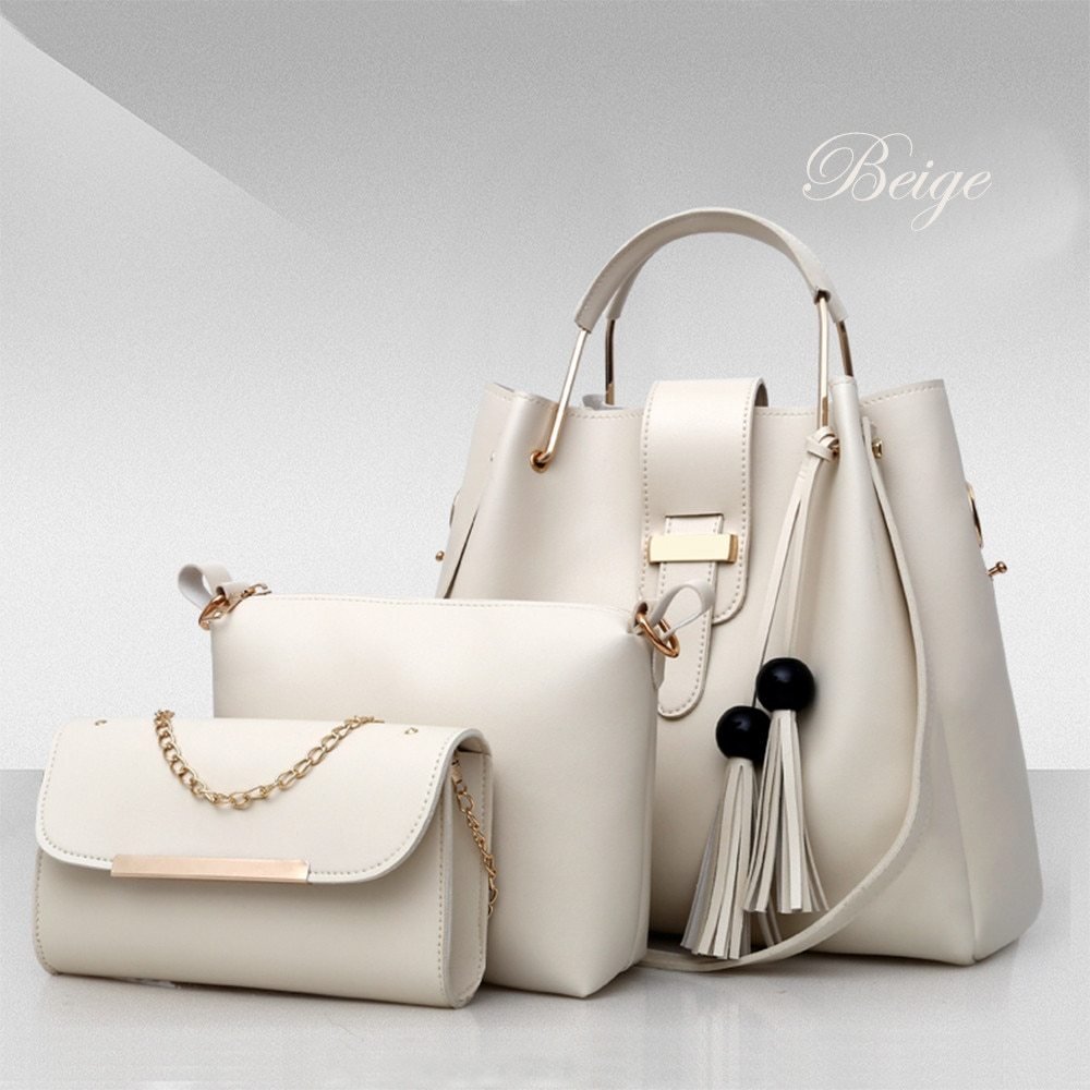3pc. PU Leather Handbag Set - Bazaare Mart