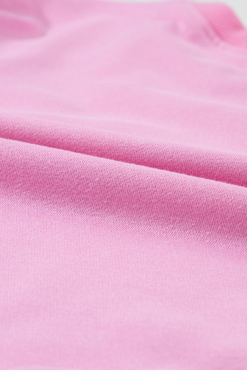 Pink Bonbon Pearl Detail Ribbed Crew Neck Sweatshirt