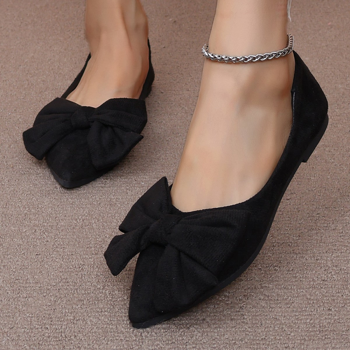 Big Bow Flat Pointed-toe Shoes for Women