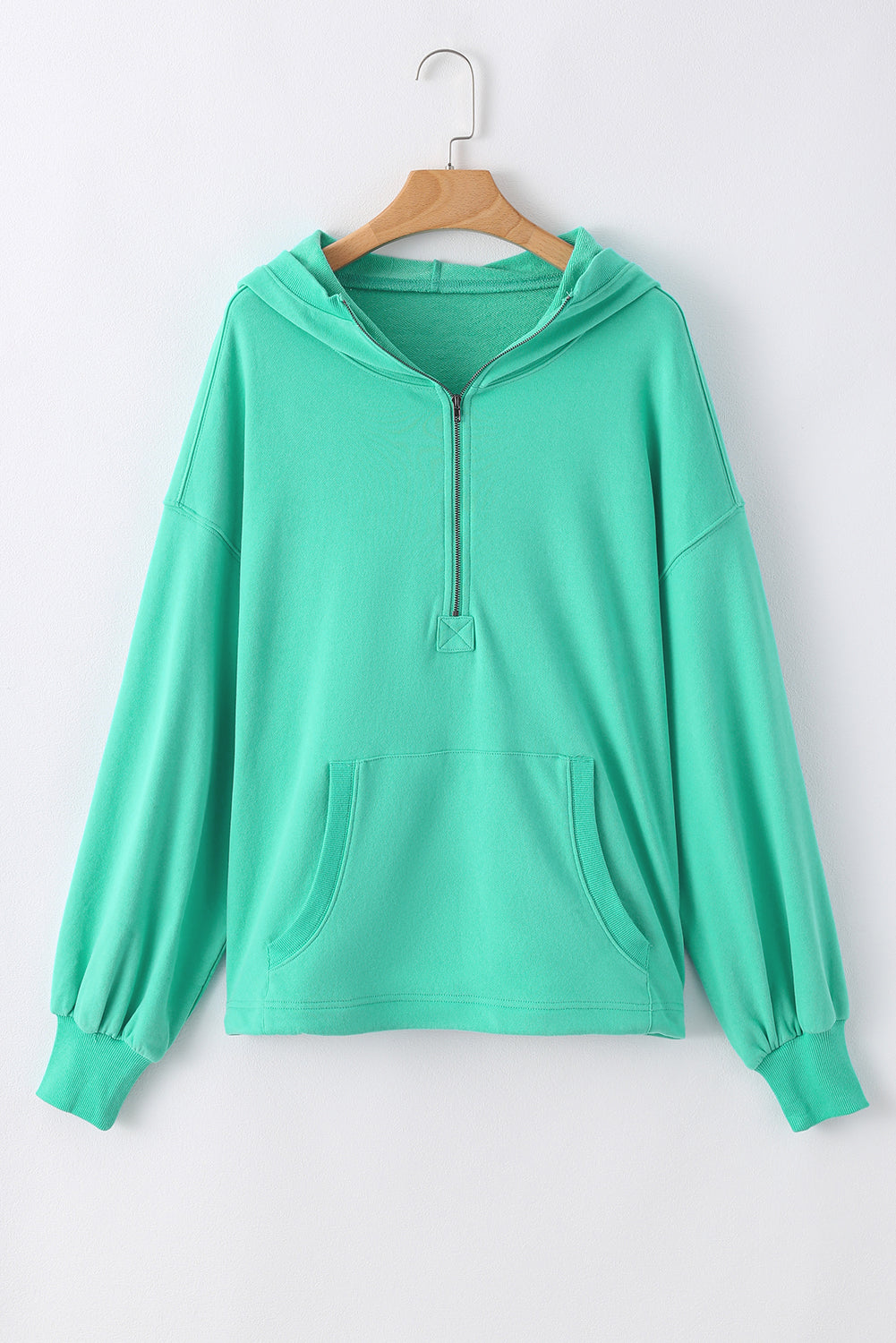 Teal Half Zipper Oversized Hoodie