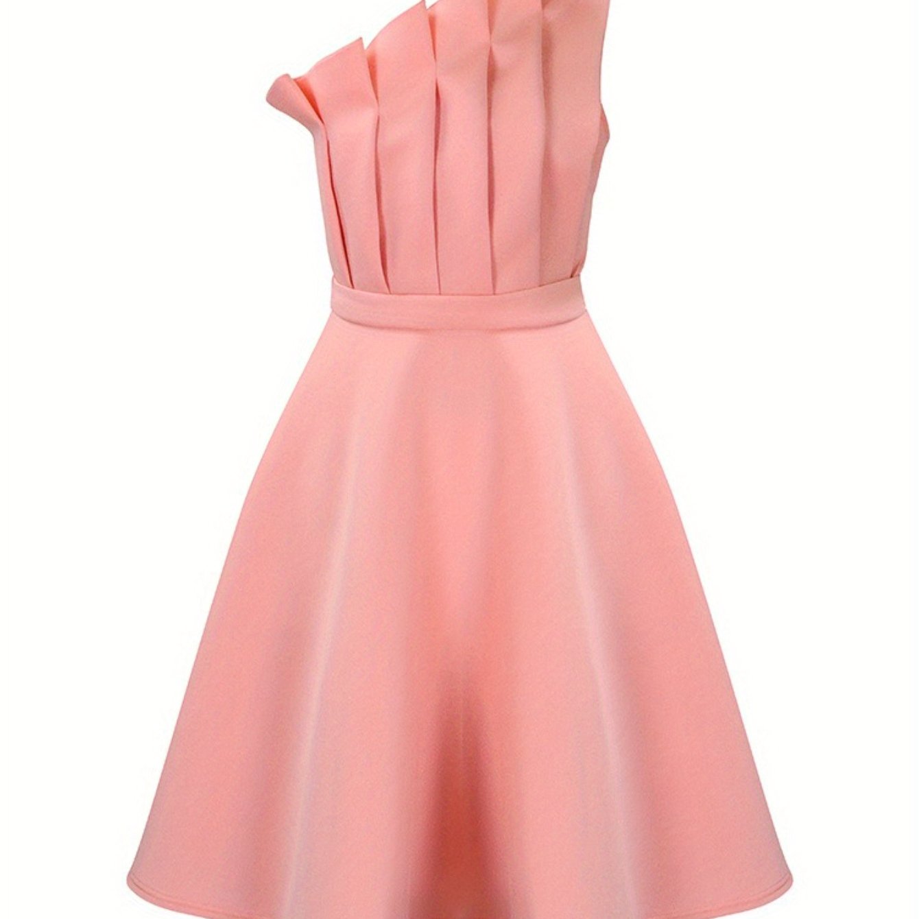 Pleated High-Waisted Bridesmaid Dress