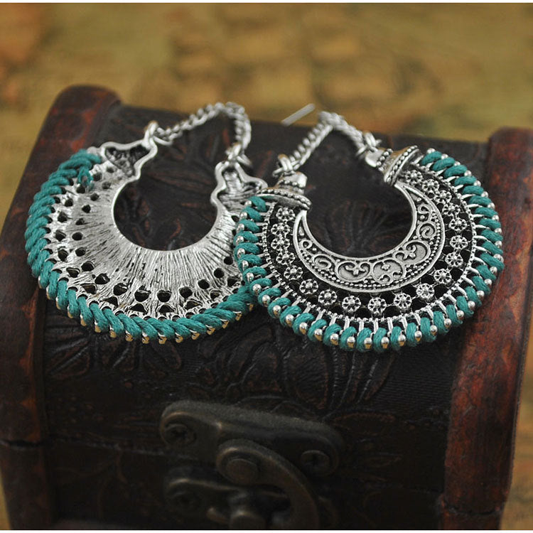 Green Bohemian Vintage Earrings 