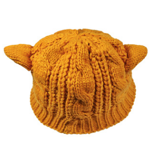 Hand Made Yellow Knit Cat Ear Beanie