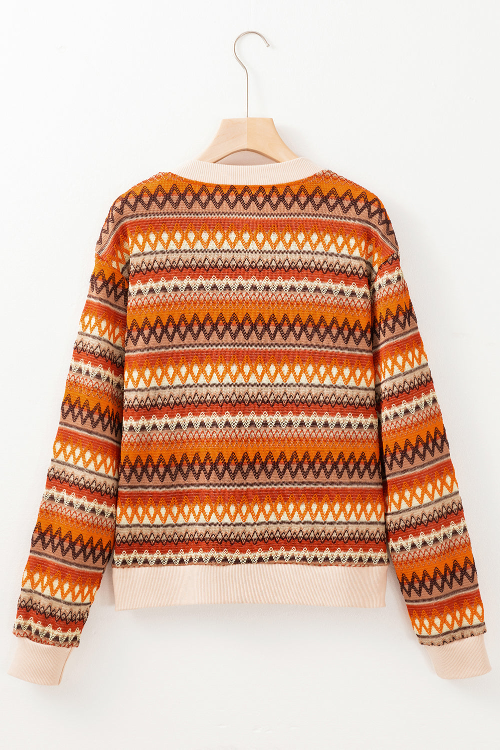 Orange Boho Striped Zip Up Jacket