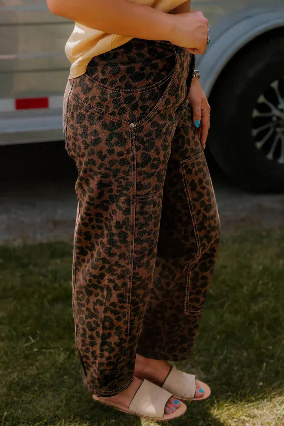 Brown Leopard Print Jeans - Bazaare Mart