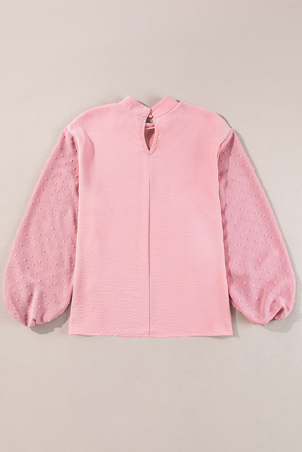 Pink Swiss Dot Balloon Sleeve Blouse