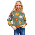 Colorful Chunky Flower Pullover Sweater Green Bazaare Mart Lady's Pullover Sweater