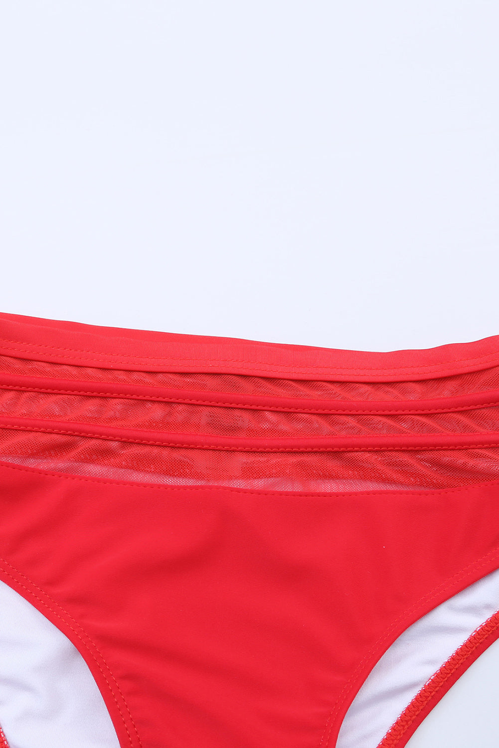 Red Scalloped High Waist Bikini