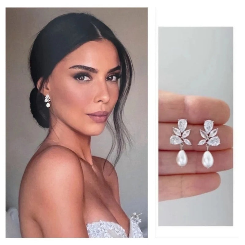 Elegant Dazzling Zircon Pearl Earrings