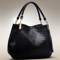 Croc Print Shoulder Bag Black Bazaare Mart Large Textured Shoulder Bag