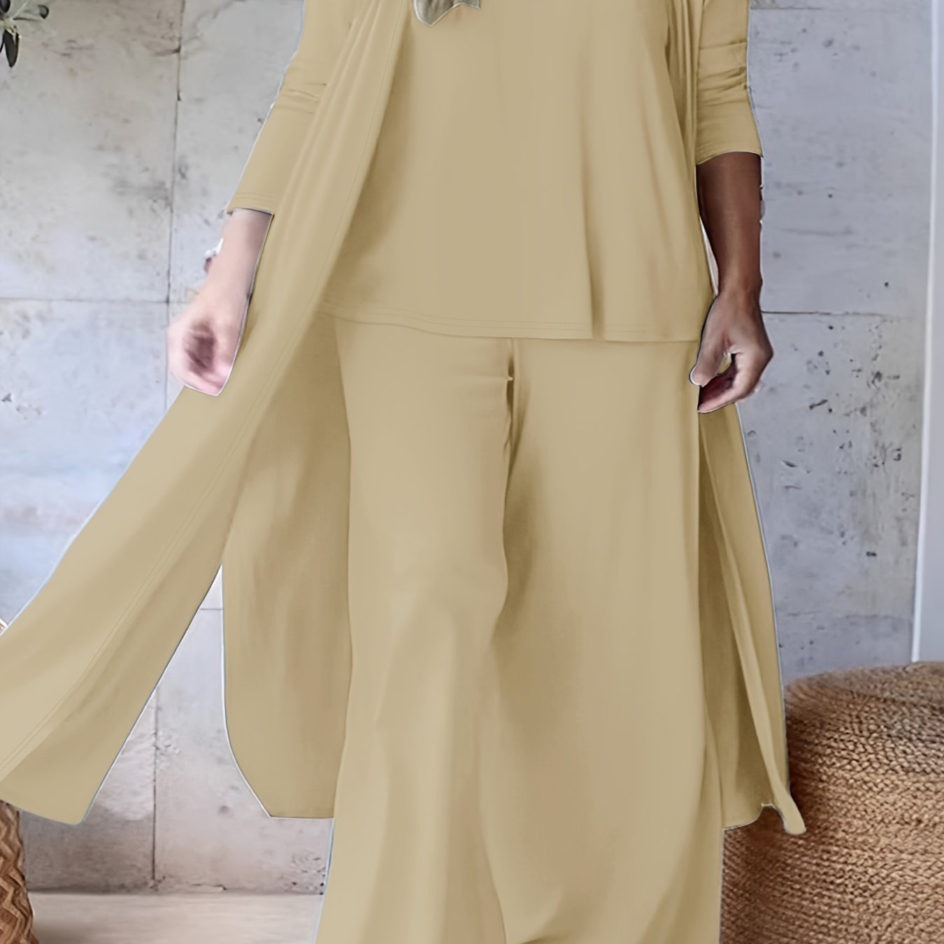 Billowy Plus Size 3pcs Pants Set