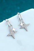 Moissanite Star Rhodium-Plated Drop Earrings Silver One Size Bazarre Mart Moissanite Star Rhodium-Plated Drop Earrings