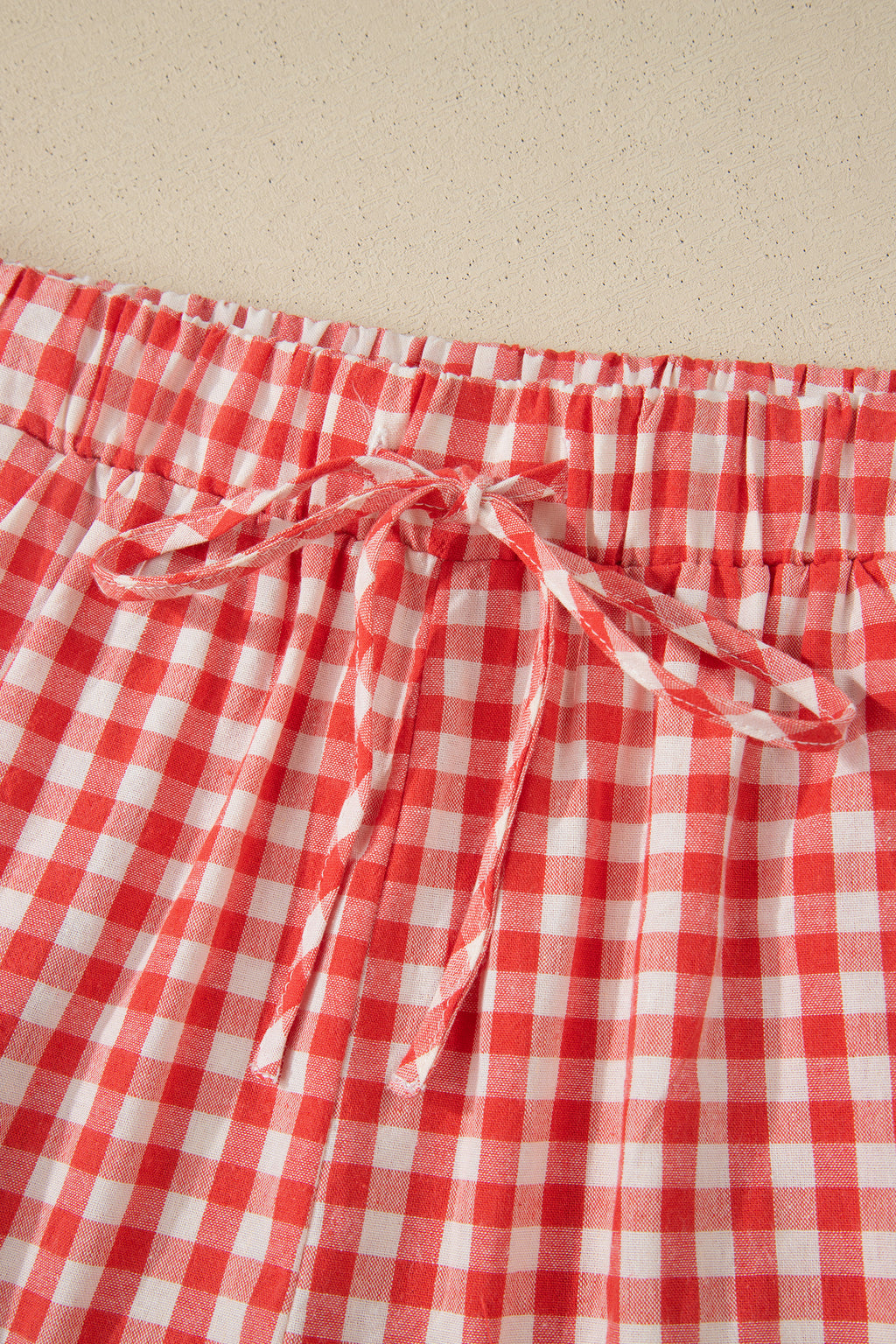 Red Gingham Lace Hem Shorts – Tie Waist Plaid Casual Summer Shorts Dear-Lover Dropshipping Bottoms/Casual Shorts