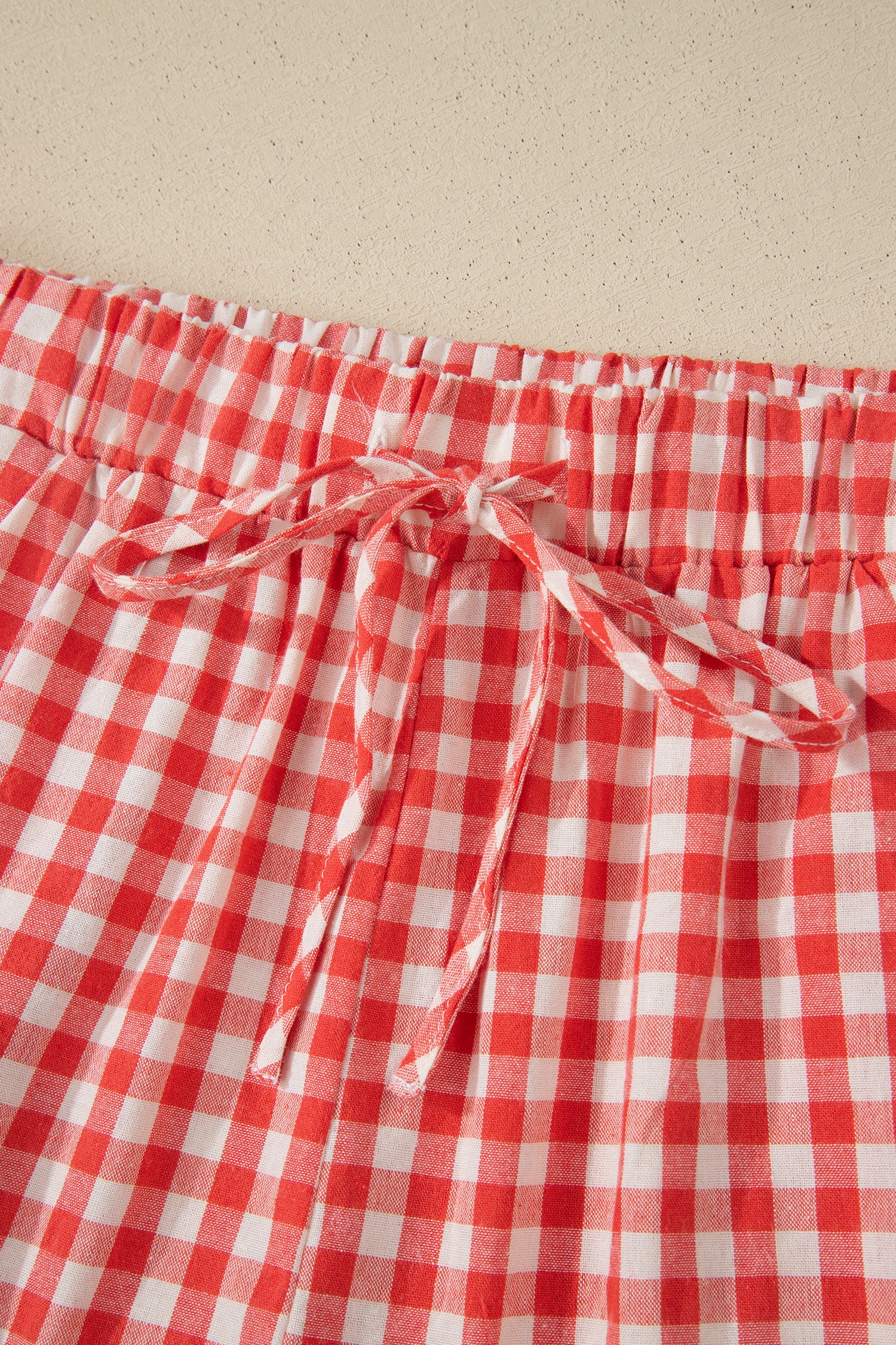 Red Gingham Lace Hem Shorts – Tie Waist Plaid Casual Summer Shorts Dear-Lover Dropshipping Bottoms/Casual Shorts