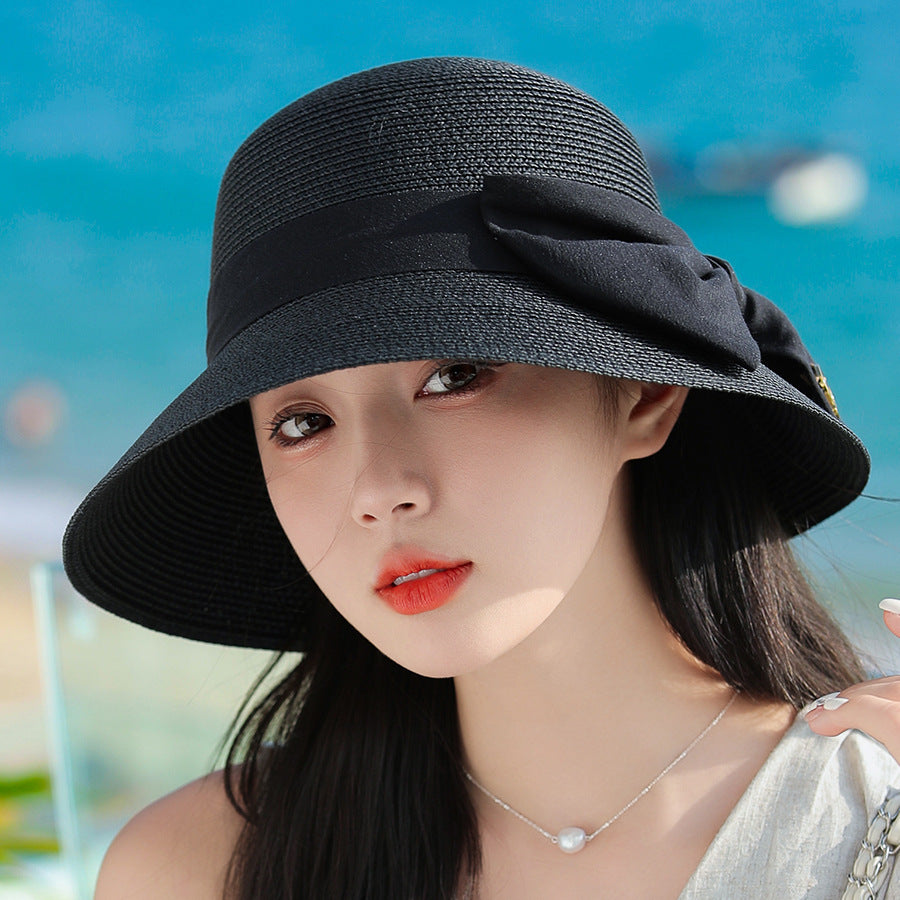 Woven Big Bow Summer Hat