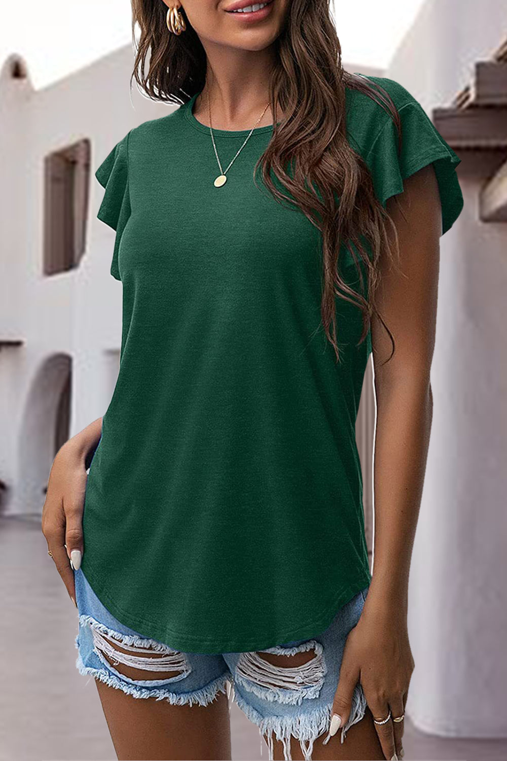 Green Flutter Sleeve Tee