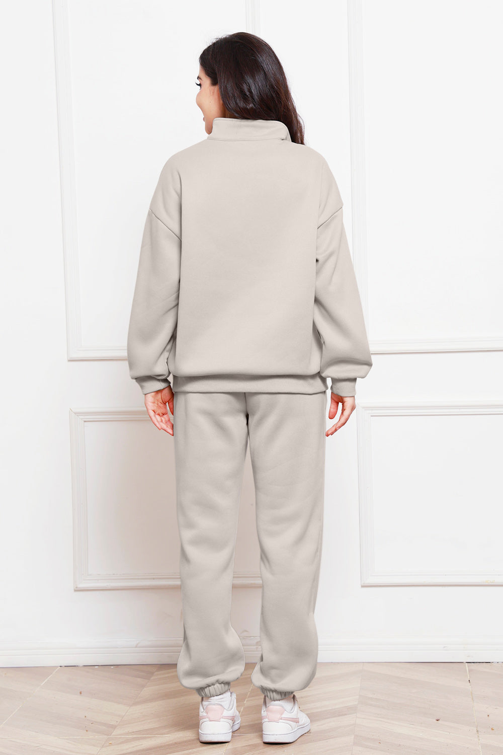 Lady's Solid Color Half Zip Sweatsuit