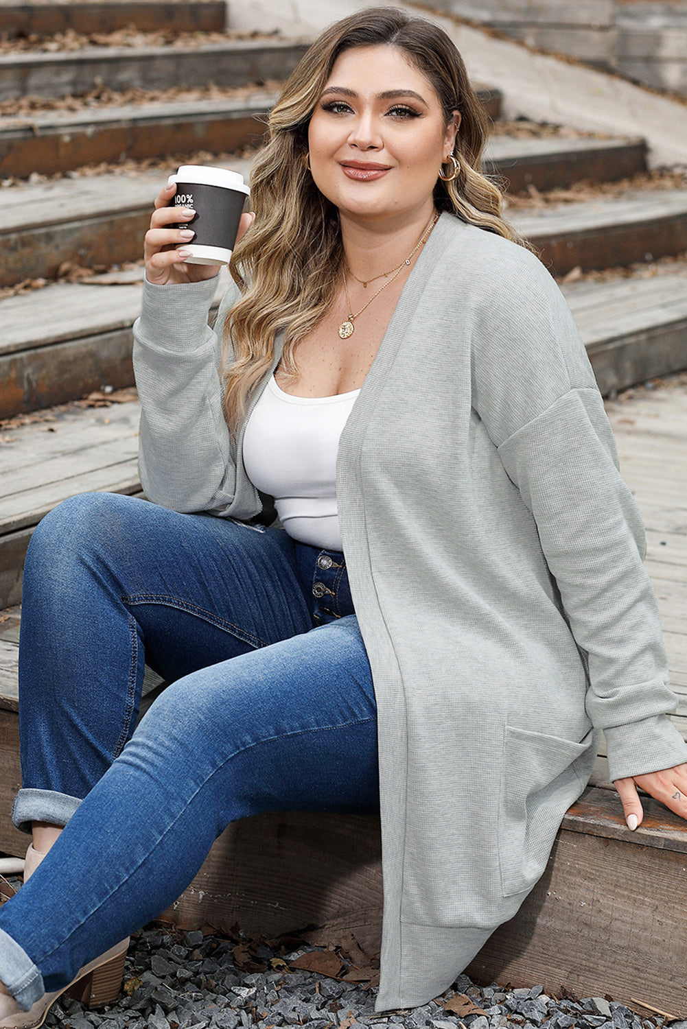 Thermal Knit Pocketed Cardigan