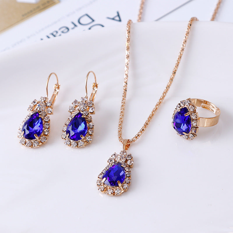 Water Drop Rhinestone Necklace Set