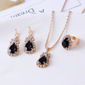 Water Drop Rhinestone Necklace Set Black Bazaare Mart Teardrop Jewelry Set