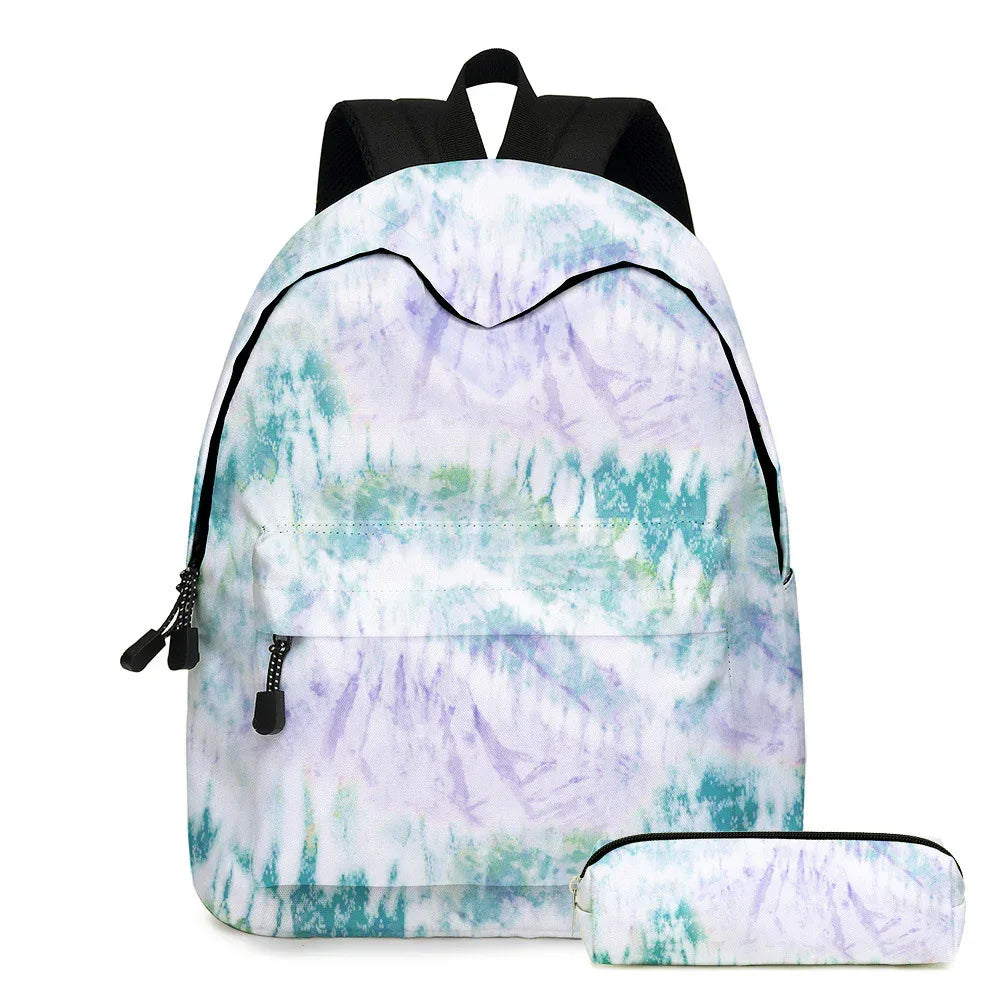 Tie dye schoolbag for primary school students Green 16 inches Bazaare Mart Tie Dye Backpack