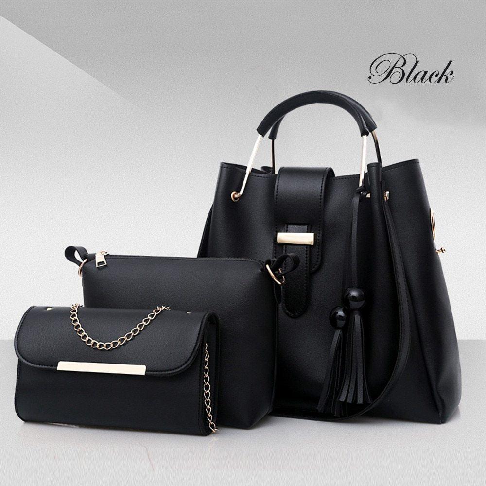 3pc. PU Leather Handbag Set
