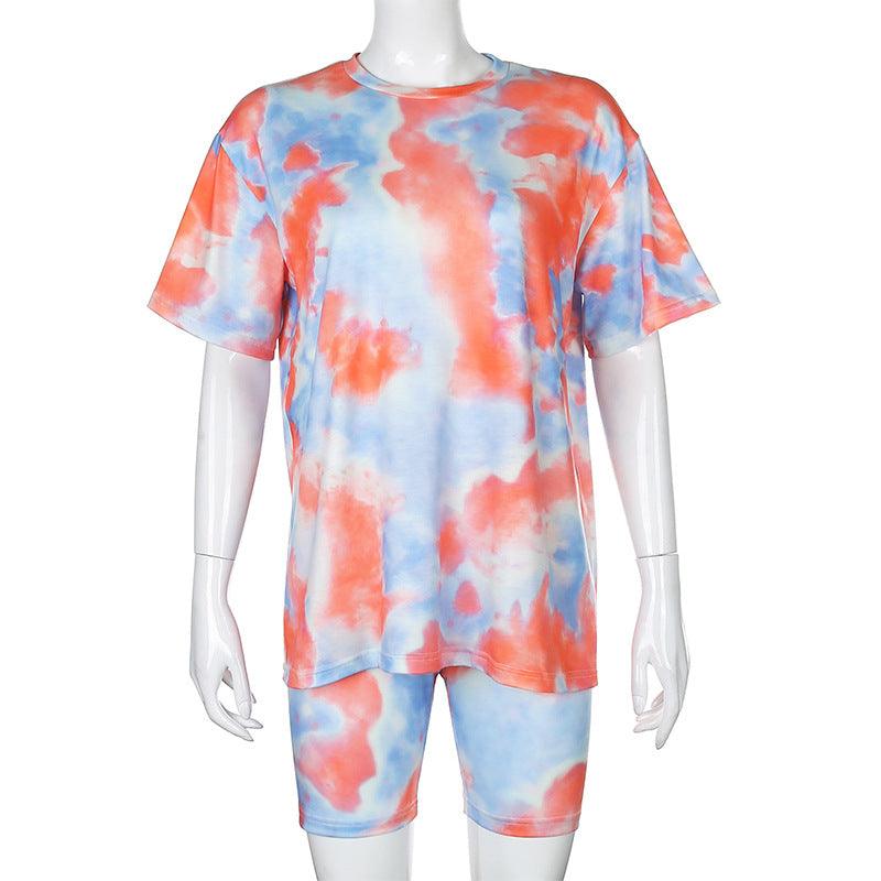 Women’s Casual Tie-Dye Tops, Shorts and Sets Orange Set CJ Dropshipping Tie Dye Shorts Set