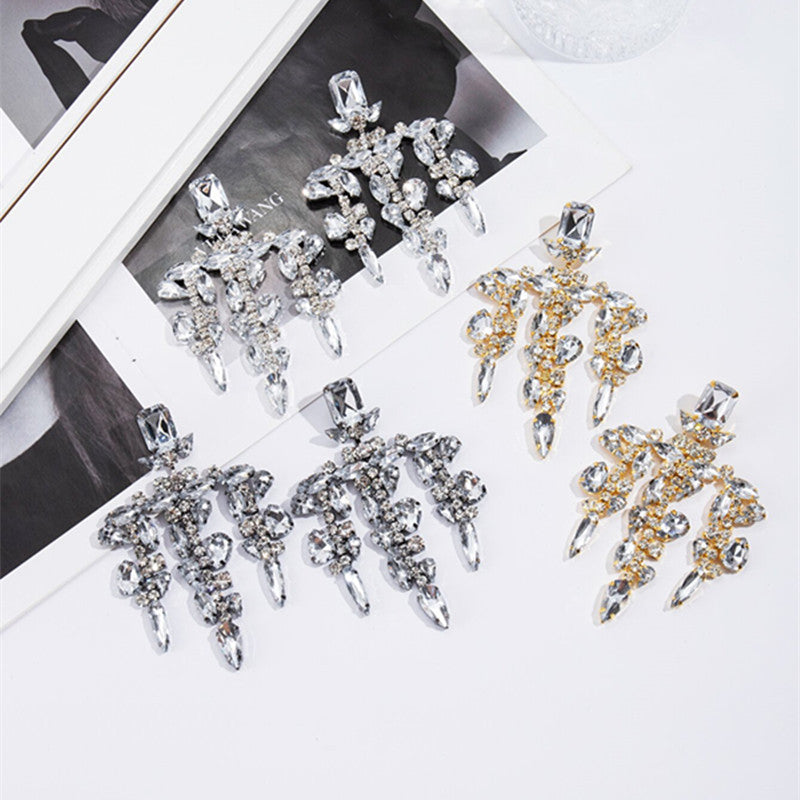 Luxury Sparkling Rhinestone Water Drop Tassel Earrings