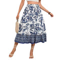 Boho Blue and White Porcelain Printed A- Line Skirt Color CJ Dropshipping Boho Blue and White Skirt