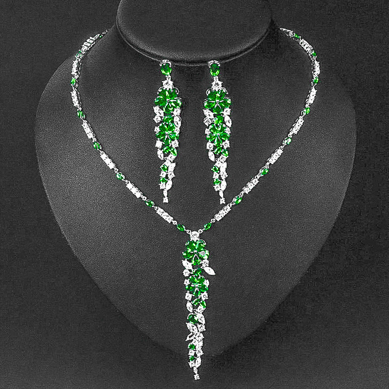 Dazzling Floral Cascade Necklace & Earring Set