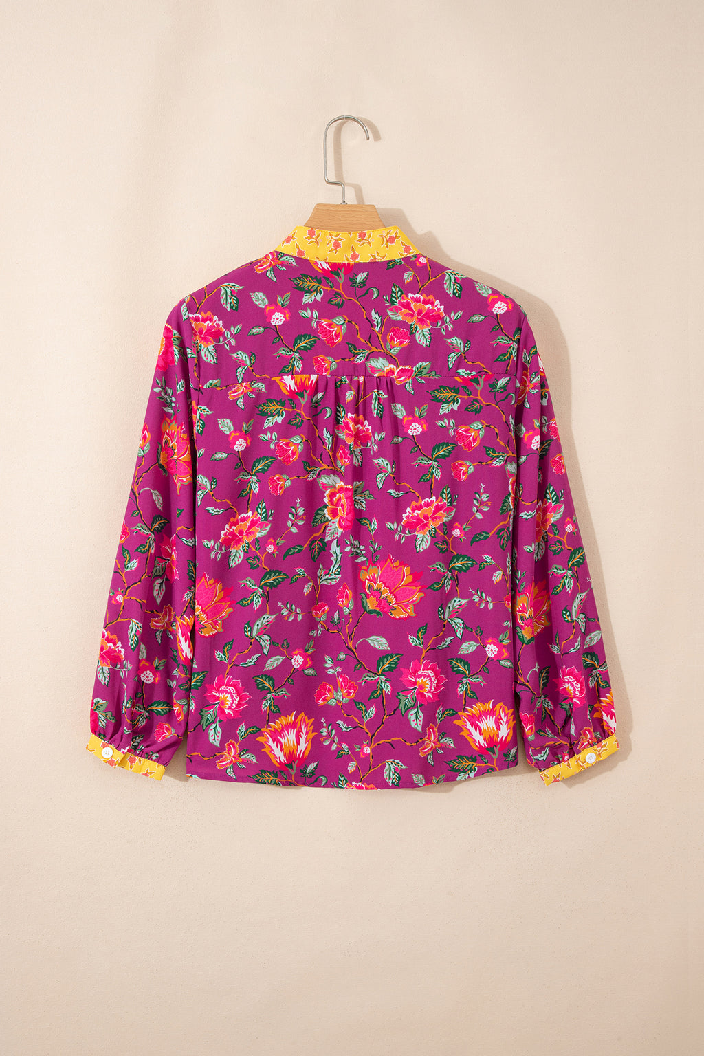 Rose Contrast V Neck Floral Blouse Bazaare Mart Tops/Blouses & Shirts