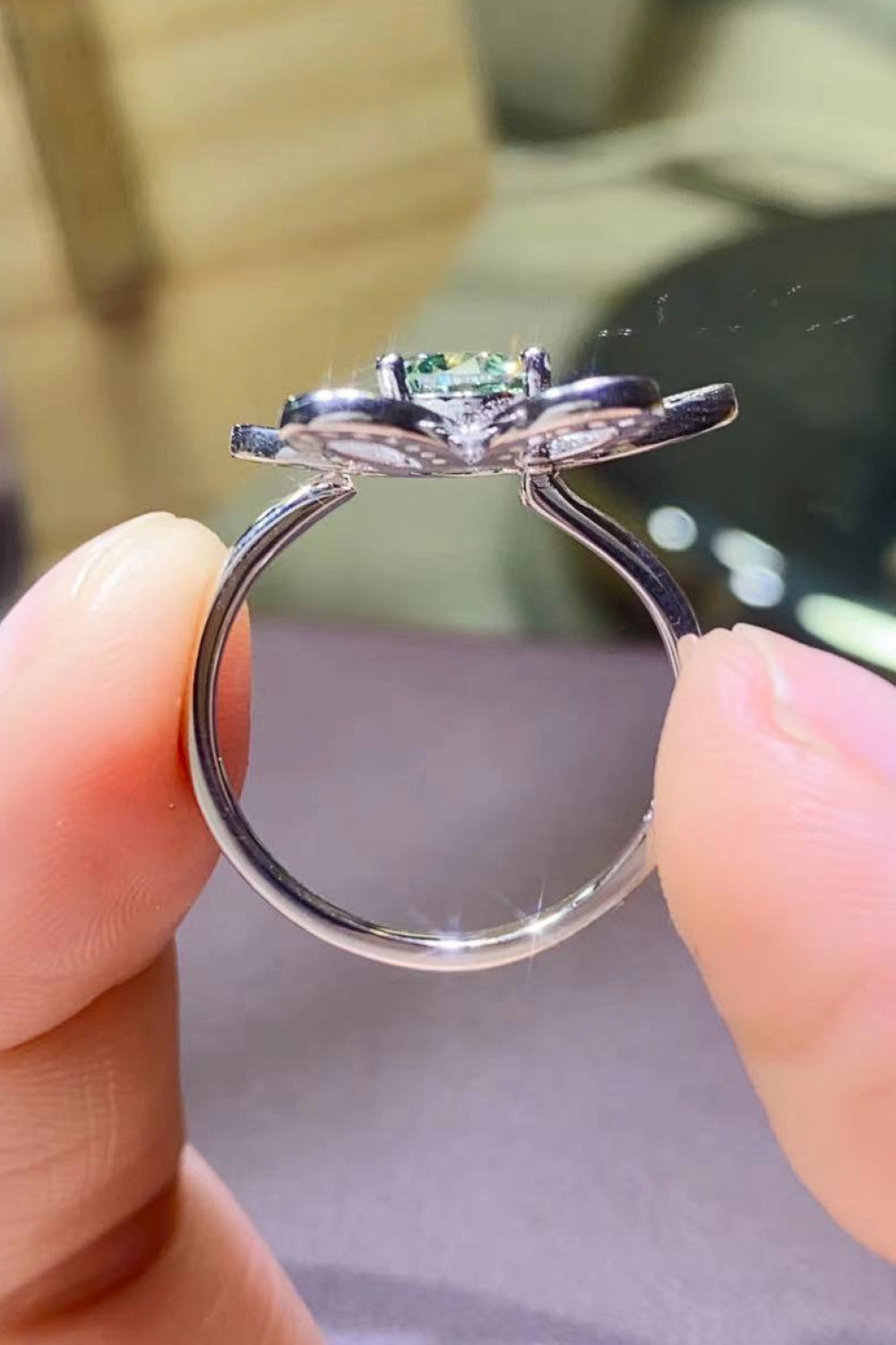 Moissanite Flower Shaped Ring