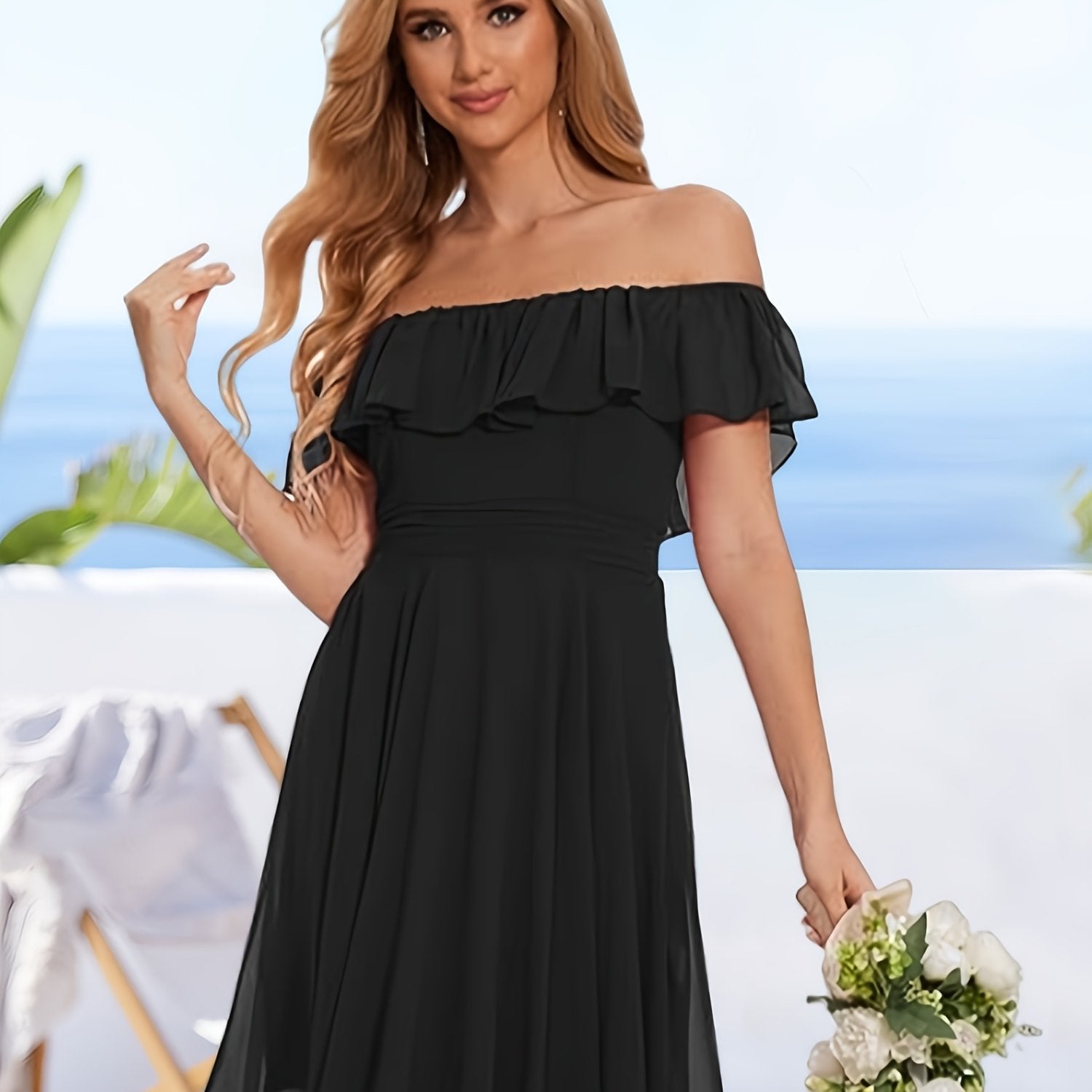 Flowy Off-the-Shoulder Bridesmaid Dress