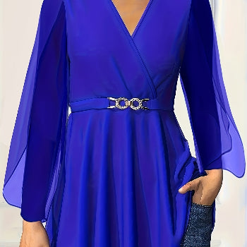 Chiffon V-Neck Peplum Blouse