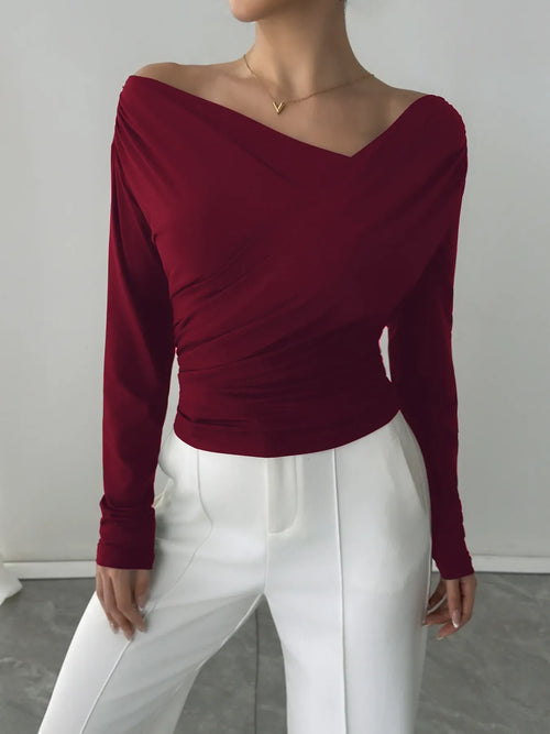 Asymmetrical Long Sleeve Blouse Trendsi Asymmetrical Long Sleeve Blouse