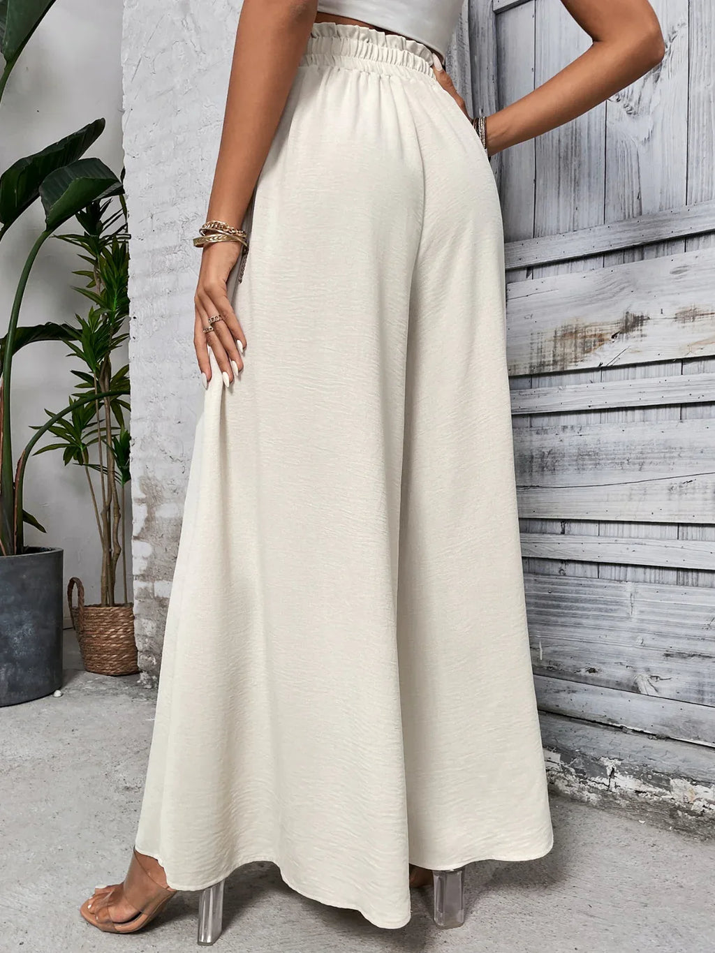 Tied High Waist Wide Leg Pants Bazaare Mart Extra Wide Leg Pants