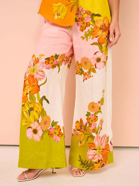 Floral Linen Two-piece Suit