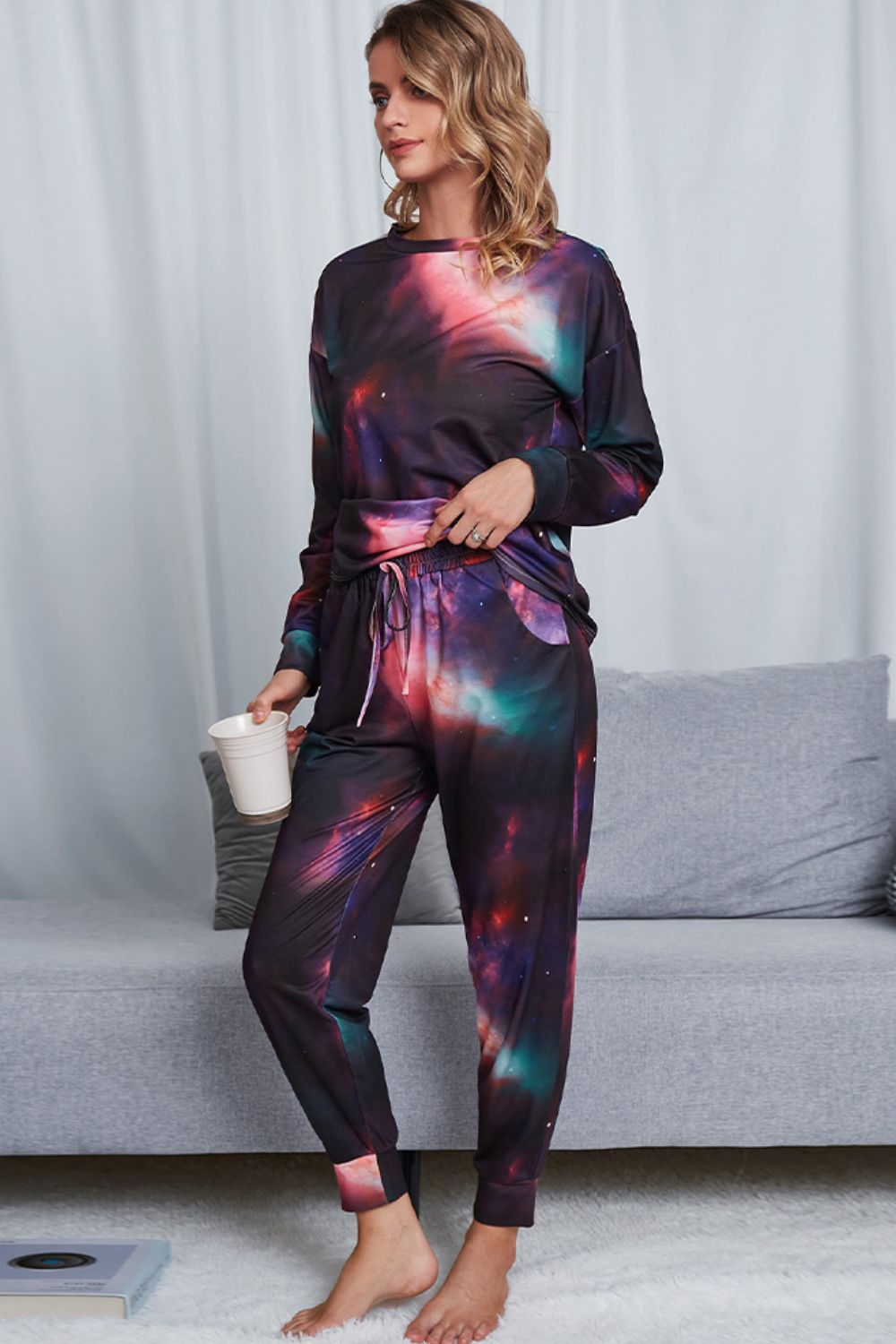 Tie-Dye Crewneck Long Sleeve Lounge Set