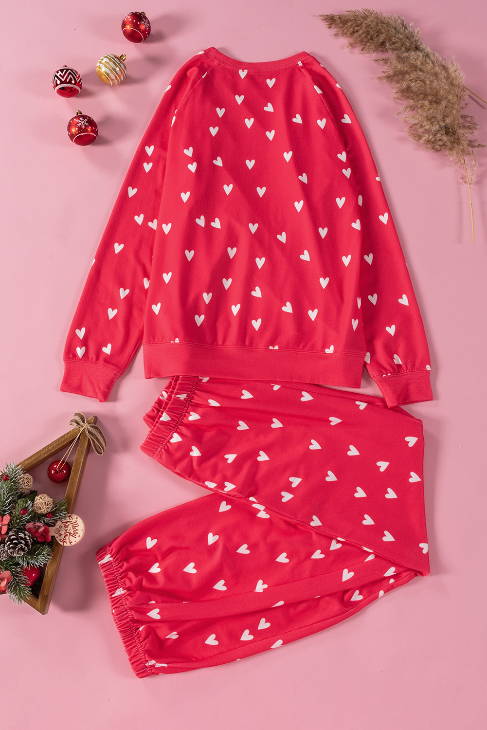 Red Heart Print PJ Set